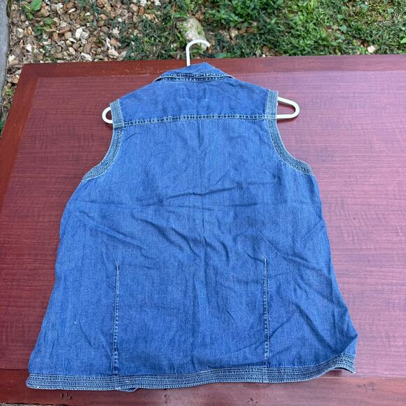 Westbound Denim Sleeveless Button Down Top - Size L - Picture 4 of 4